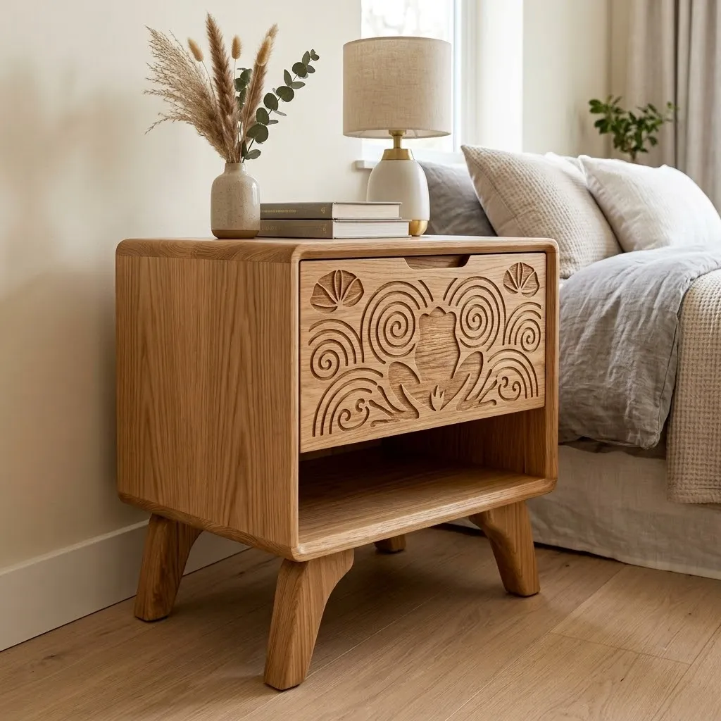 Wooden Nightstand Frog Home Decor